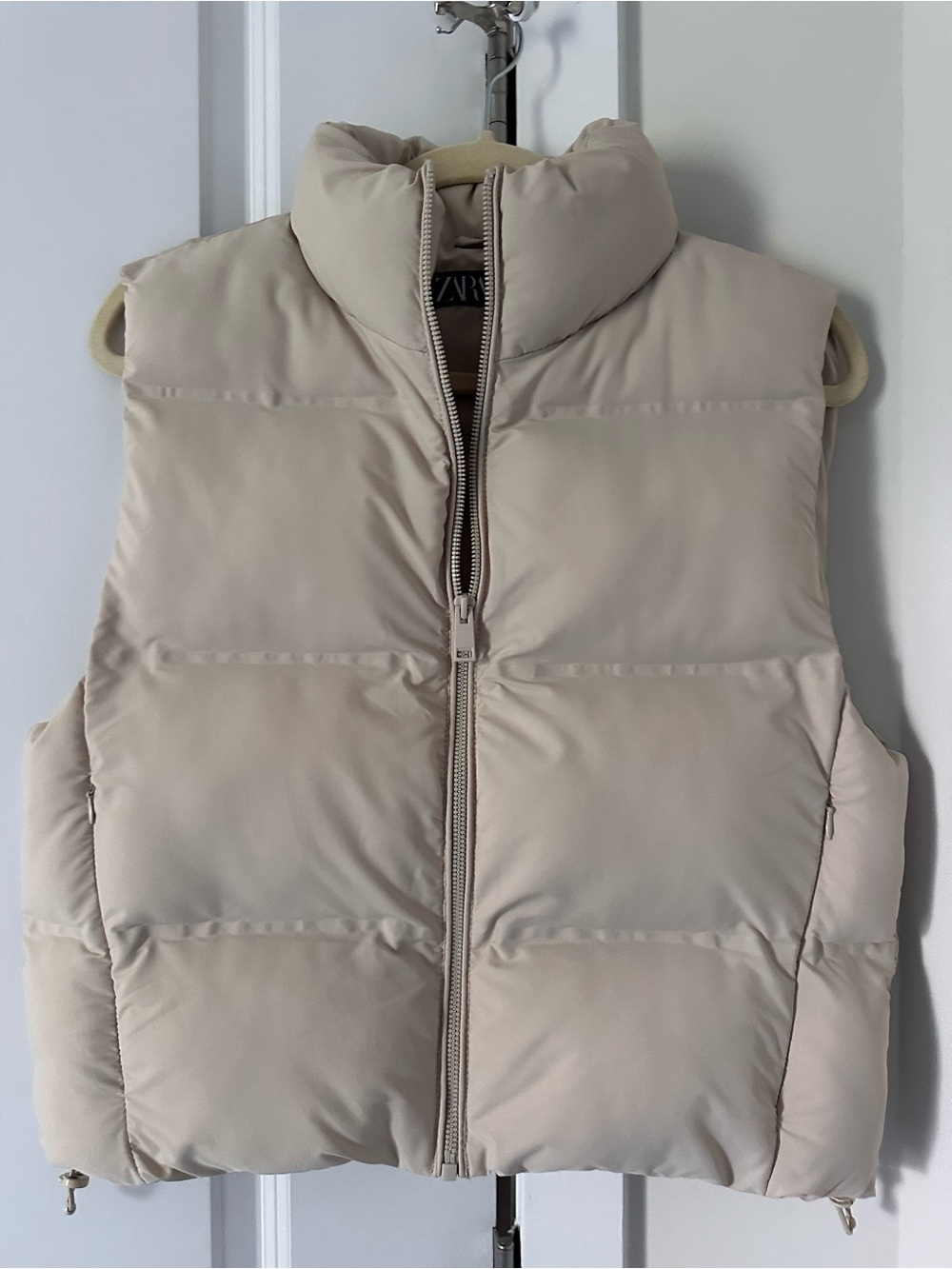 Zara Beige Quilted Puffer Vest